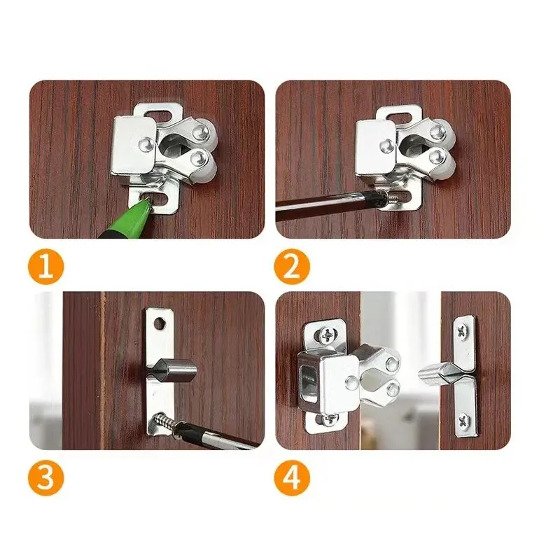 Press The Home Wardrobe Door Buckle Touch The Bead Magnetic Dual Wheel Spring Fixed Lock Buckle Low Foot Cabinet Door