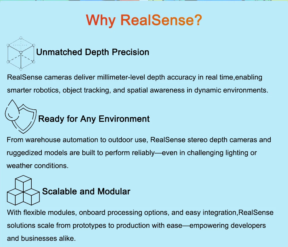 Intel RealSense Depth Camera D415 With IMU Rolling Shutter RGB Frame Rate 30fps