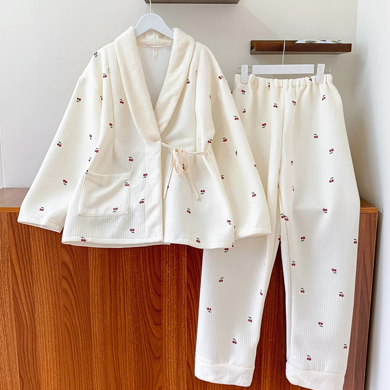 Autumn Winter Thick Cotton Padded Maternity Nursing Sleepwear Sets Loose Cardigan Feeding Pajamas Suit Pregnancy Postpartum Wear