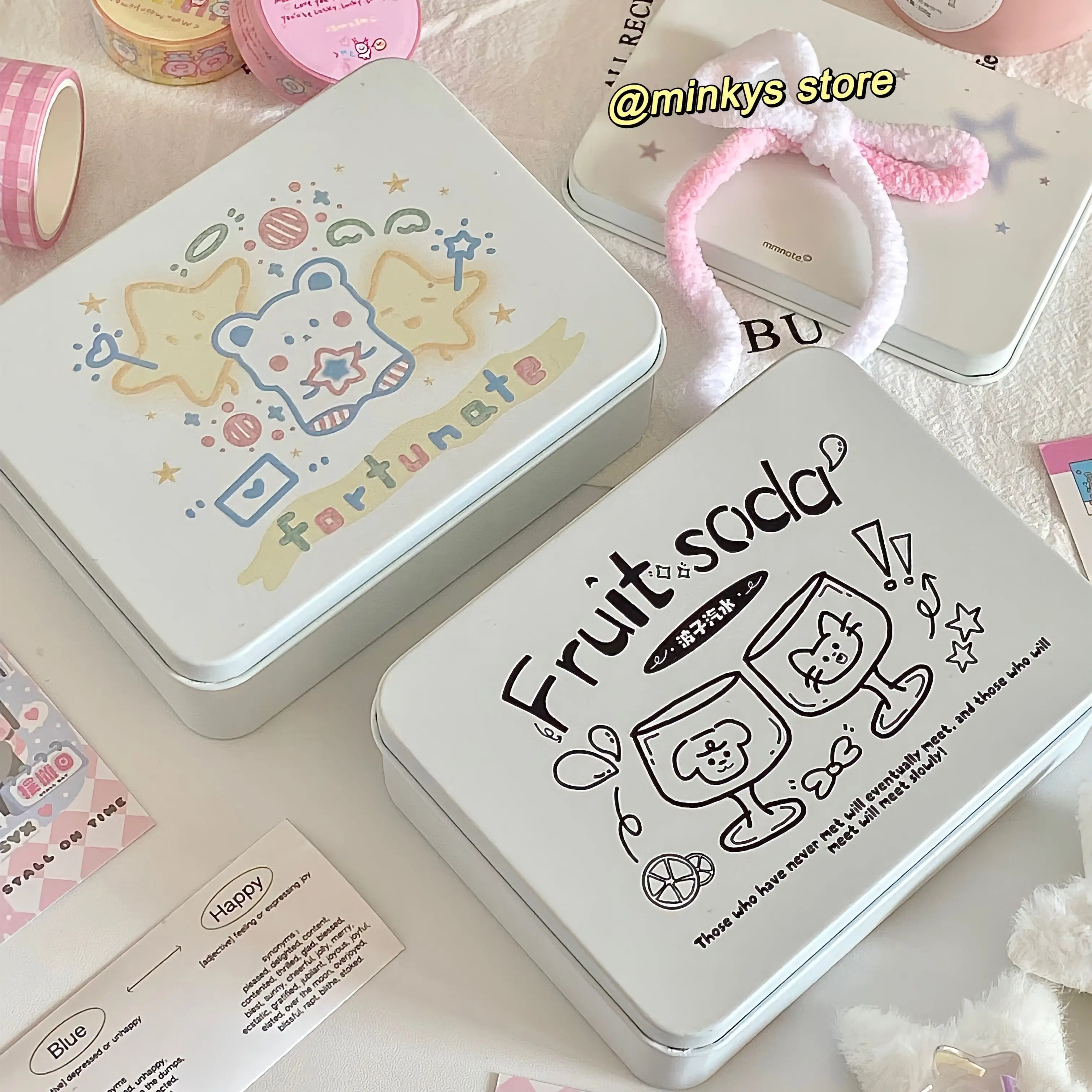 MINKYS Original Design Cute Bear Kpop Photocards Sleeves Toploaders Storage Box Idol Photo Card Collect Box Kawaii Stationery stationery organizer stationery storage box