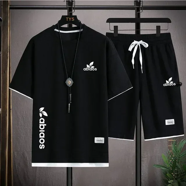 

Short Sets for Men Summer 2024 New In Breathable T-shirt And Shorts Two Piece Basketball Training Suit Sportswear Man Tracksuit