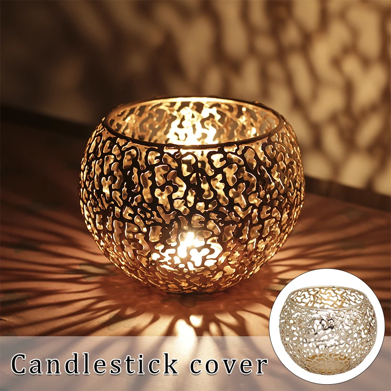 

Metal Iron Art Candle Holder Cover Home Decor Pendant Creative Living Room Table Gold Candle Holder Romantic Wedding Decor