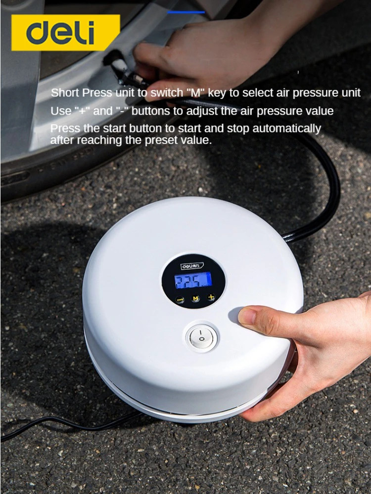 deli Smart Portable Air Compressor Electric Wireless LED Tyres Inflatable Air  Pump Rechargeable Inflator For Car Bike Tyres - AliExpress