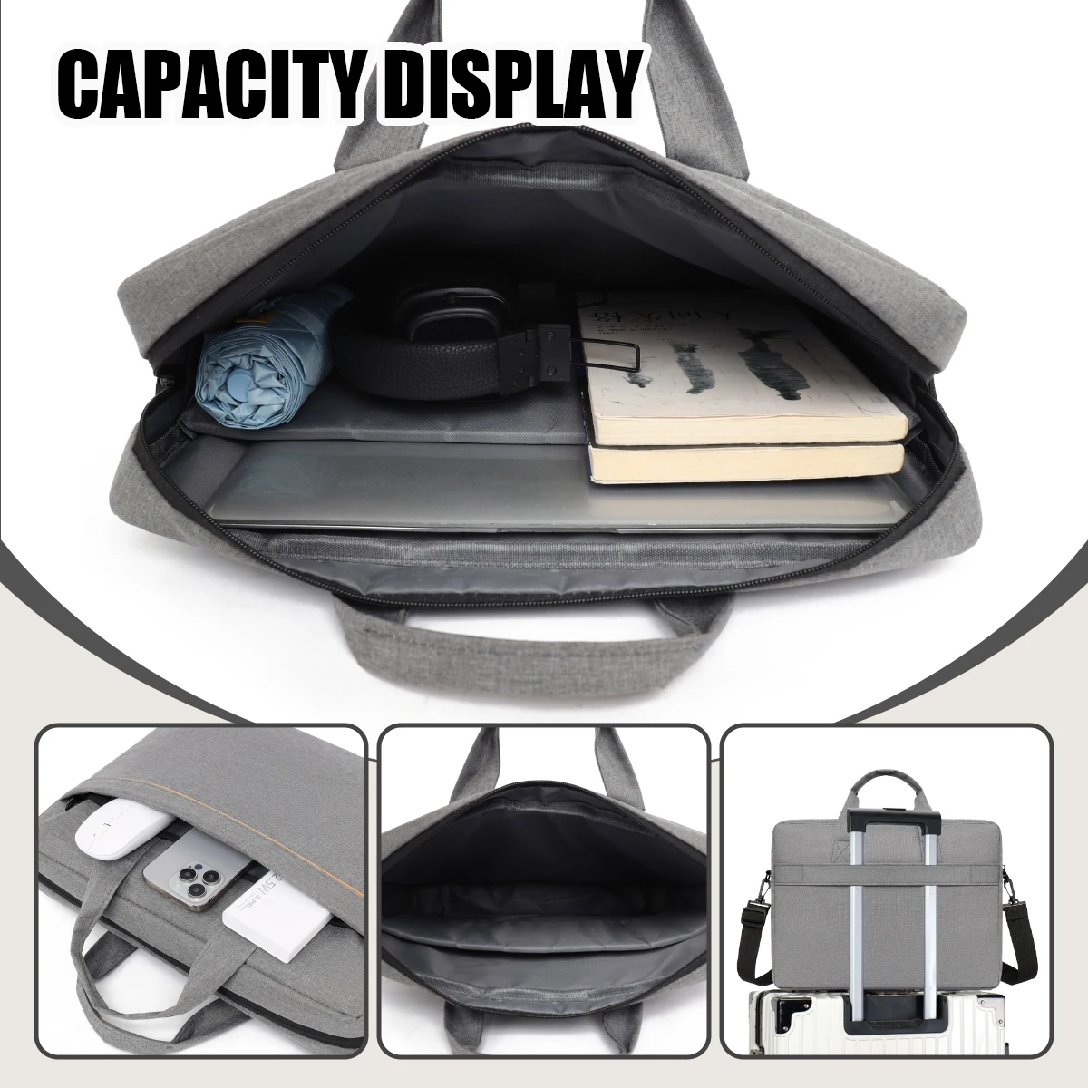 Large-Capacity Laptop Bag 16inch 14inch Handbag Suitable for Apple MacBook Air, Huawei Matebook, Lenovo Xiaoxin, Unisex, High-End New Style, Commuter Anti-Drop Protective Case