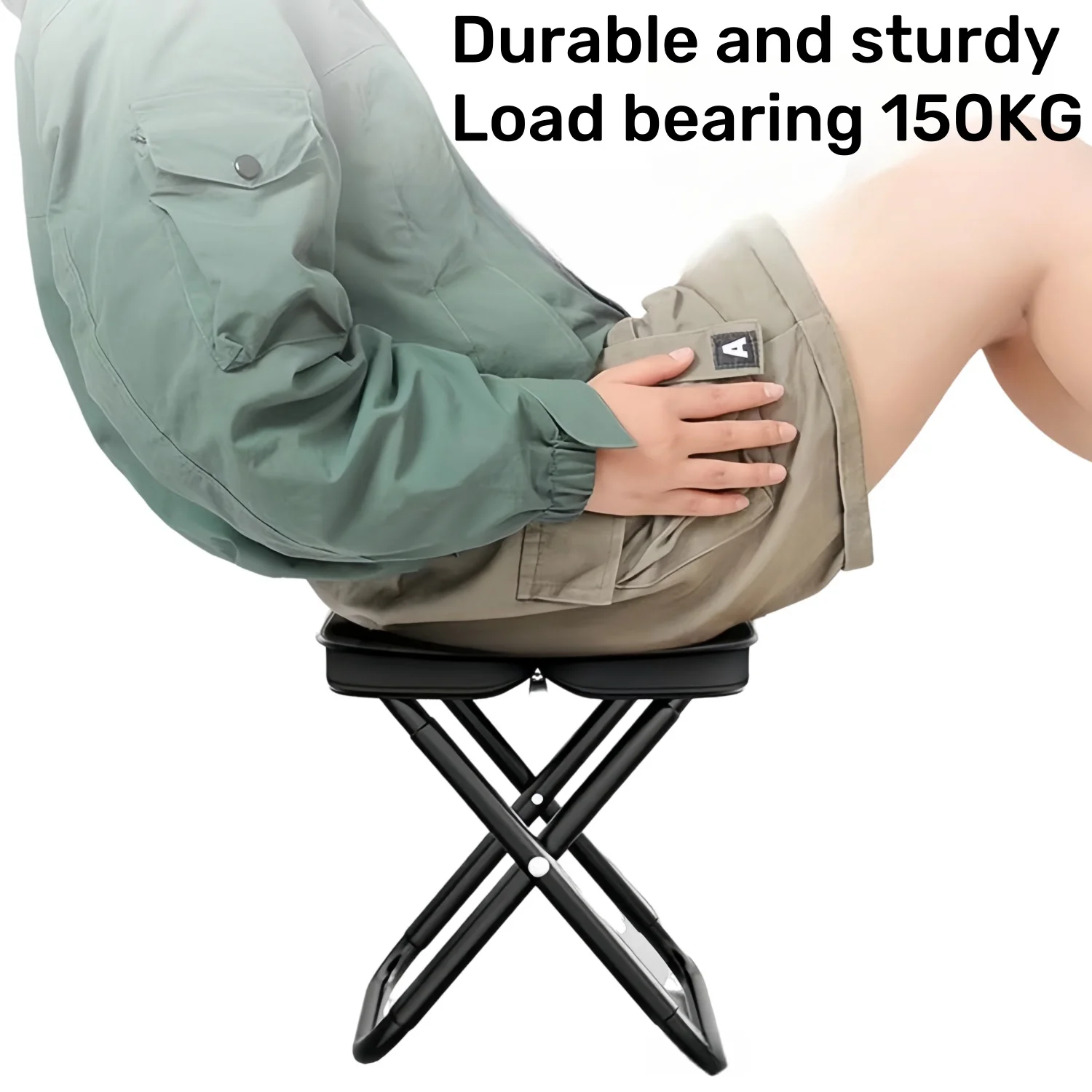 Description Picture 4 of item1 Set Portable Ultralight Foldable Stool, Stainless Steel Folding Chair With Bag, For Outdoor Fishing Camping, Mountaineering