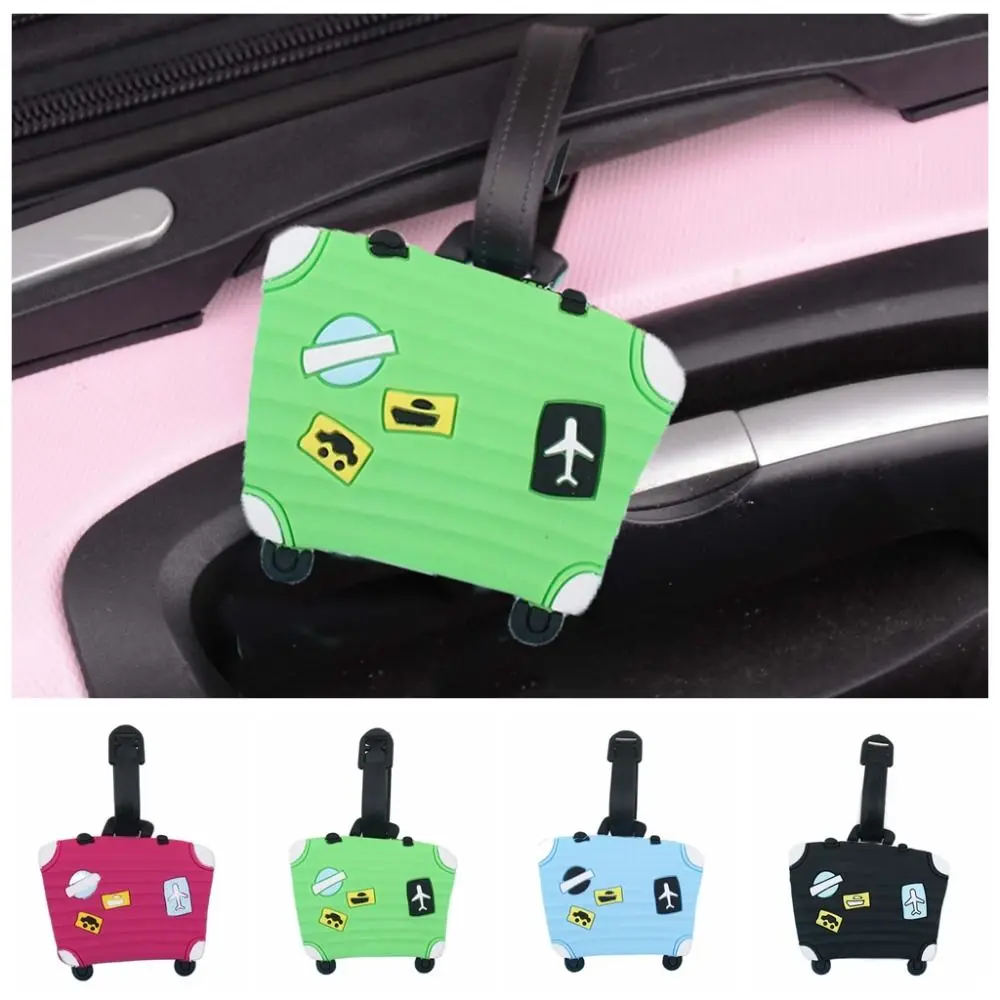 

Portable Fashion Cute Travel Luggage Tag Funny Suitcase Shape Baggage Name Tags PVC Cartoon Handbag Label