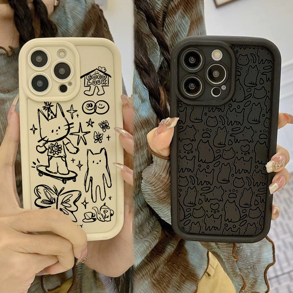 Adorable Kitten Sketch Cat Phone Case