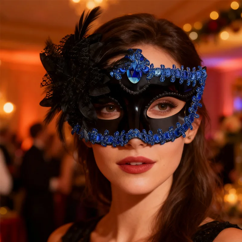 2PCS Paar Masken Sexy Gemalt Maskerade Venedig Feder Blume Party Halbe Gesicht Abdeckung Hochzeit Karneval Leistung Kostüm Prom – Detail 4