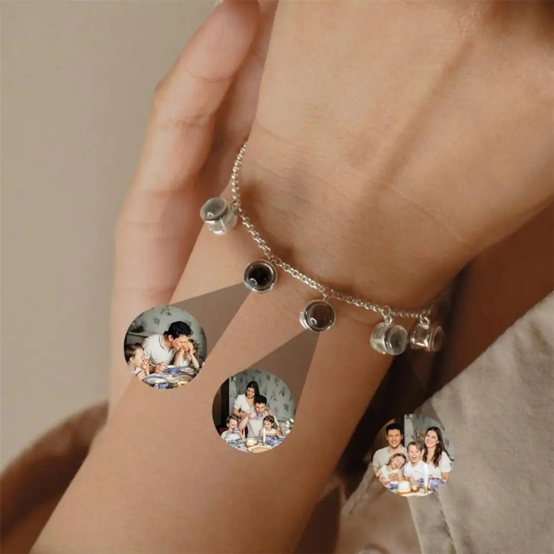 Custom Photo Projection Bracelet Multi Beads Personalized Adjustable Projection Custom Pictures Bracelets Memorial Jewelry Gifts