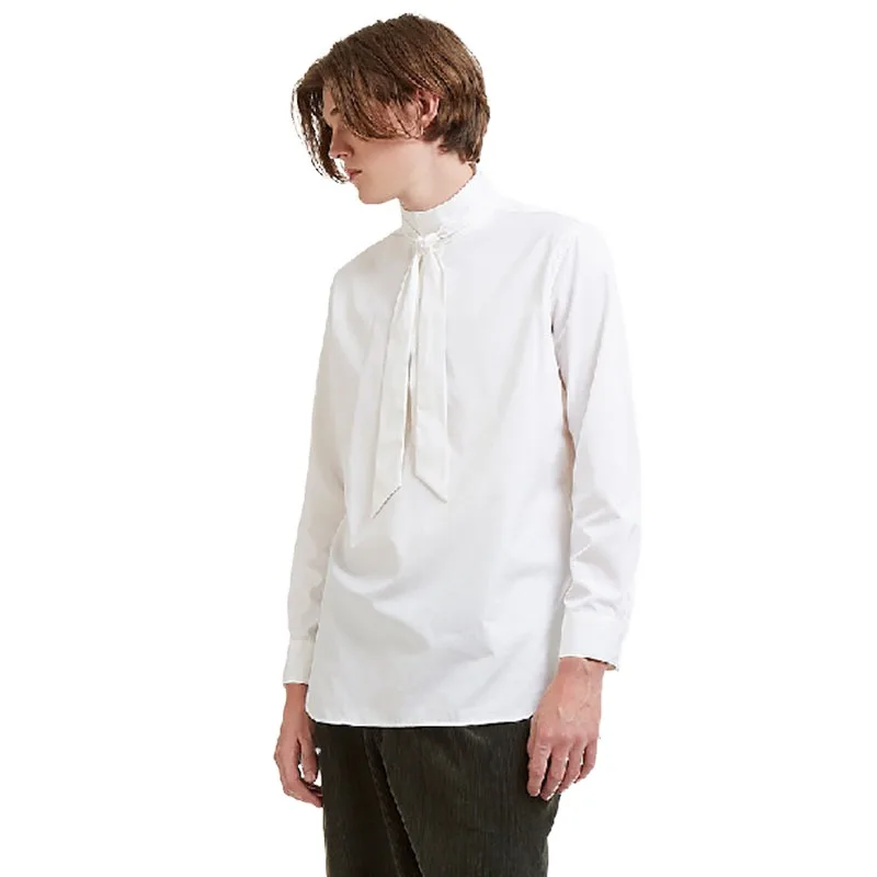 

Oversized men's shirts Original design scarf neck loose shirt long sleeve men's runway