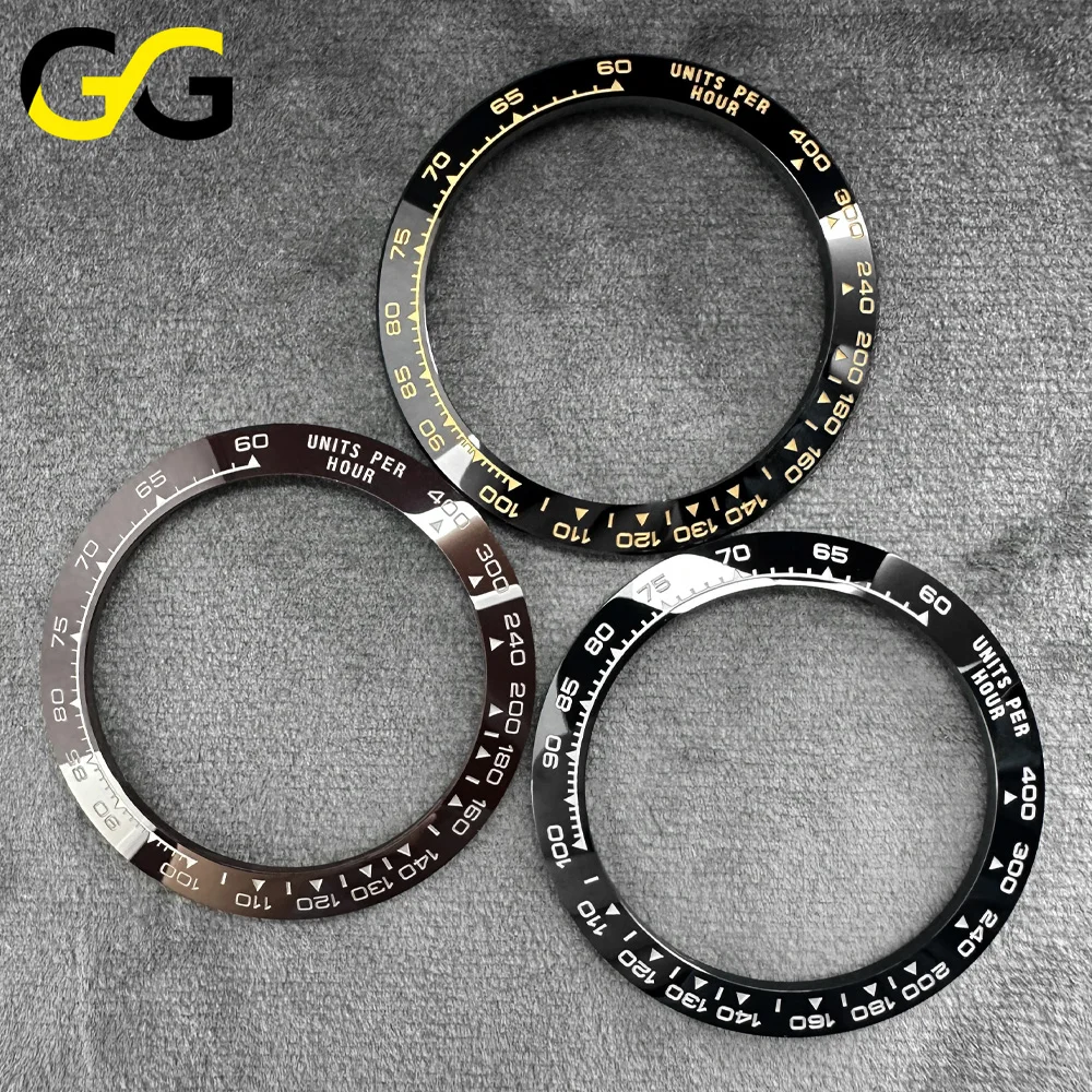 High-Quality Ceramic Bezel with White Gold Text and Black Coffee Hue