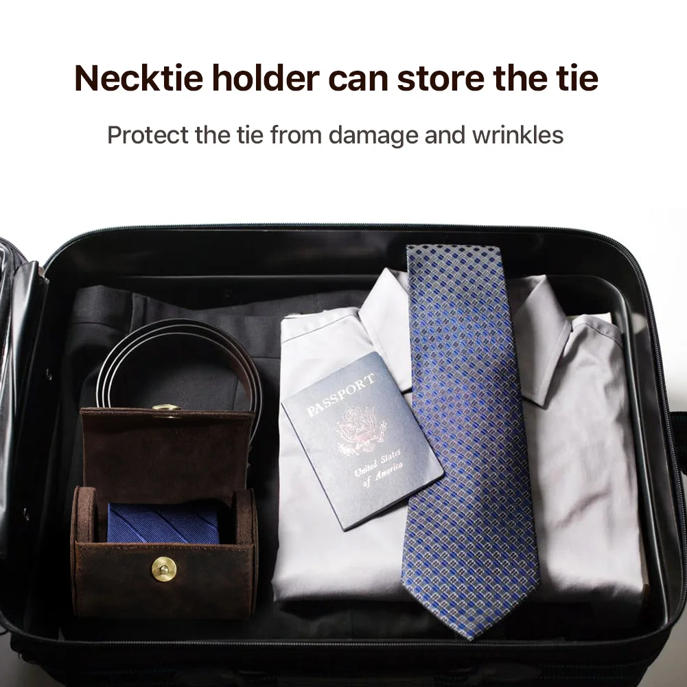 CONTACTS FAMILY Genuine Leather Small Storage Box For Tie Men Portable Organizer Case Outdoor Travel Chic Gift For Man