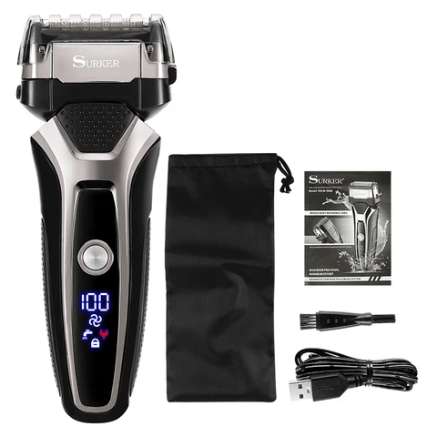 Rechargeable Electric Shaver Stainless Steel Shaving Machine Men 3D Triple Floating Blade Razor Shaver Barber Trimmer