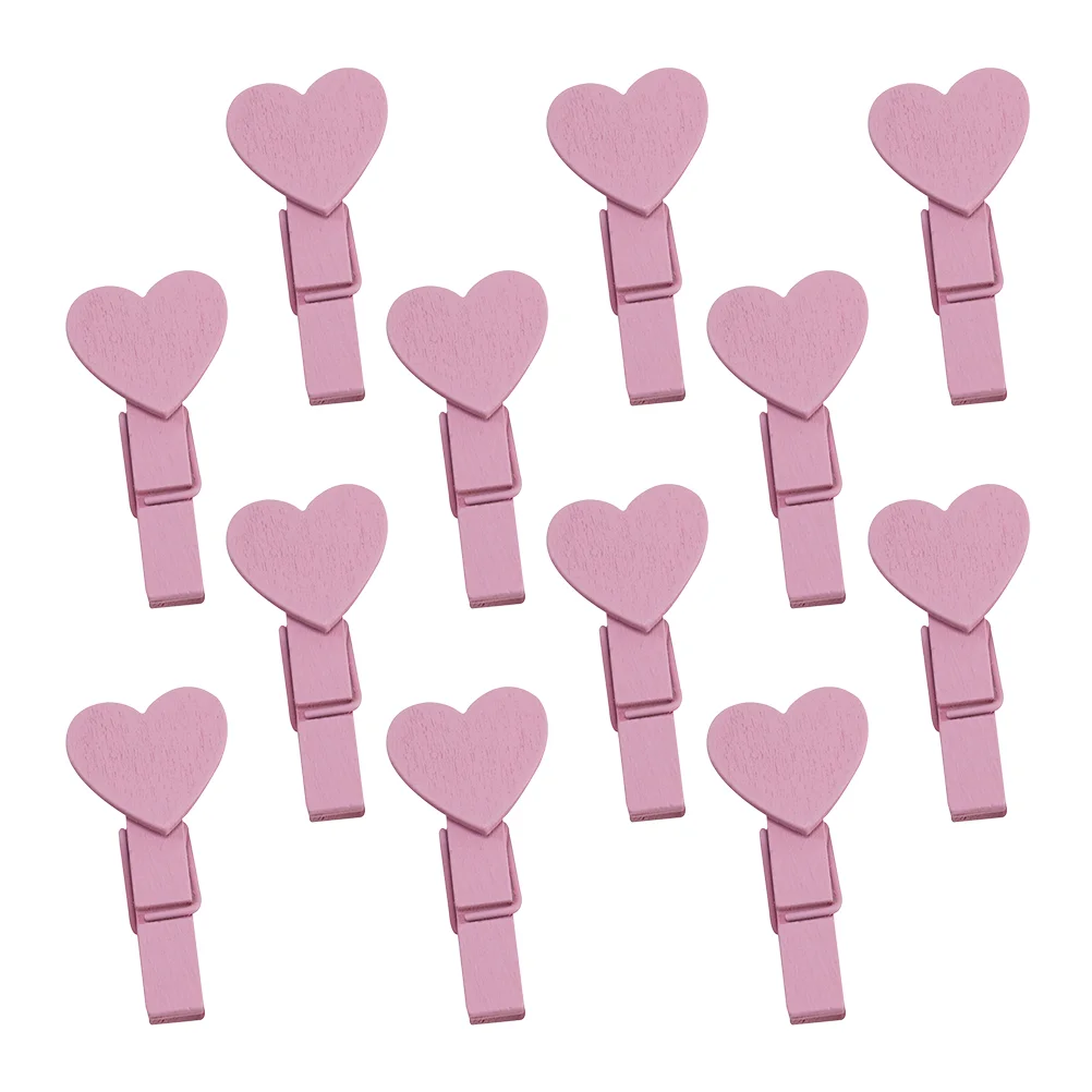 50 Pcs Heart Decoration Clip Office supplies Postcard Clips Wooden Christmas Tree Photo Clothespins Birch Snack Bag Mini