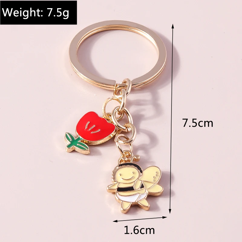 Niedliche Tier Schlüssel bund Biene Wabe Schlüssel ring Garten Schlüssel anhänger Souvenir Geschenke für Frauen Männer Handtasche Zubehör Schmuck – Detail 11