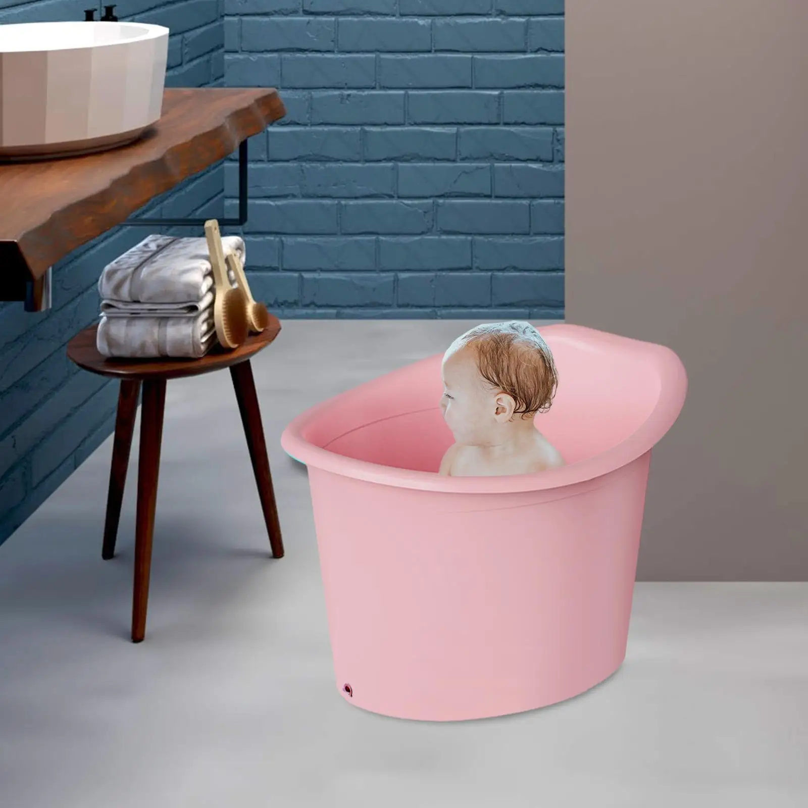 Infant Bath Bucket Thickened Portable Bathing Seat Sit and Soak Upright Anti Slip Infant Bathtub Baby Shower Bucket for Kids
