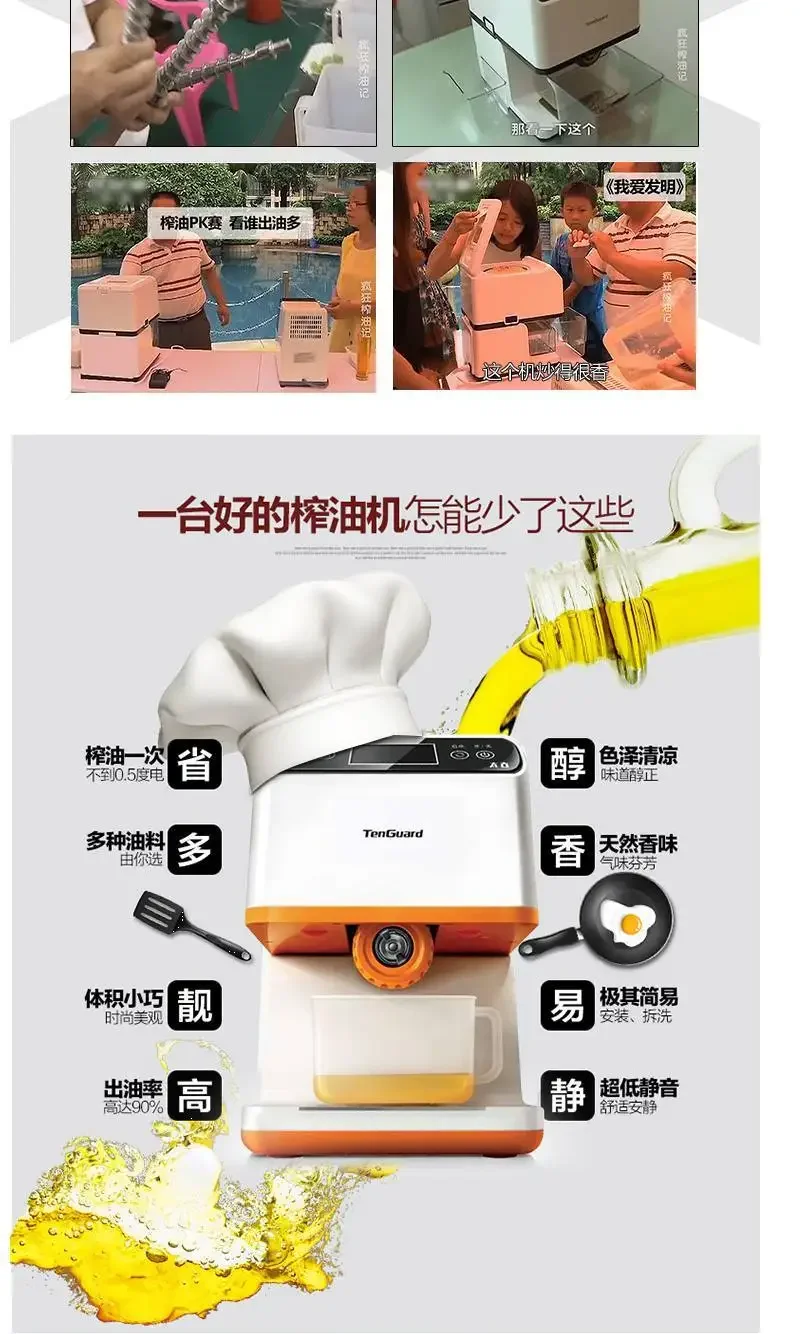 Fully Automatic Household Oil Press Smallest Multi-functional Peanut Walnut Hot And Cold Intelligent Electric Fryer