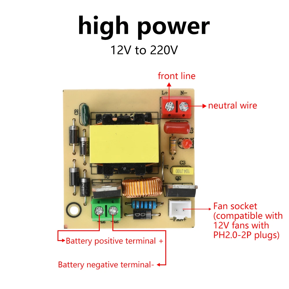 Modulo Inverter Boost a Doppio Canale 50-100W, Modulo di Alimentazione Step-Up da DC 12-16.8V a 220V, Inverter Universale per Pannelli Solari da Esterno - Image 2