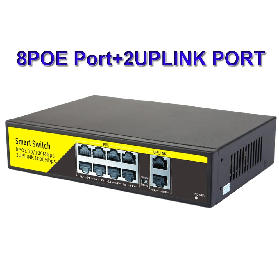 

Сетевой коммутатор с 8 портами, Gagabit Uplink, стандартный коммутатор 48 В POE, IEEE 802,3 AF/AT для IP-камеры/CCTV/беспроводной точки доступа