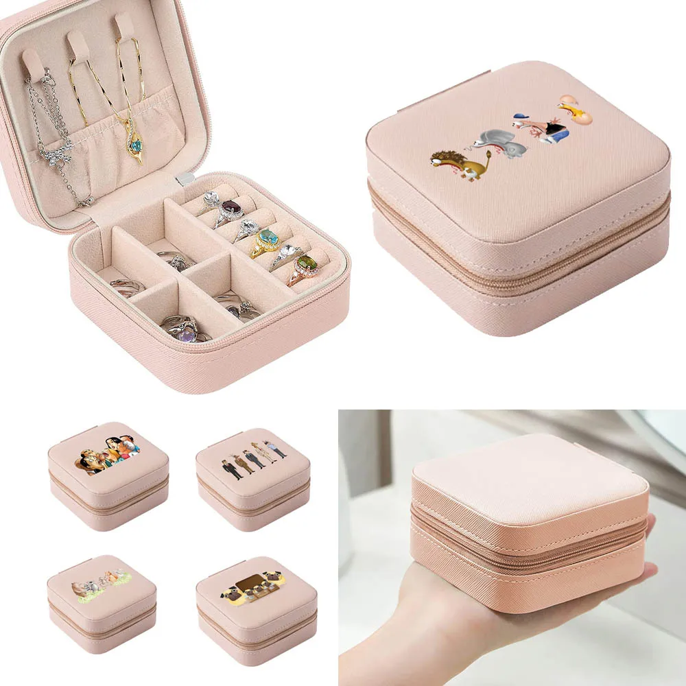 Jewelry Case Boxes Jewelry Organizer Display Travel Girl Princess for Home Storage Jewelry Box Cartoon Print Earring Holder Gift