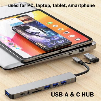 MZX 8 in 1 USB Hub Type A C 3 0 Concentrator Docking Station Multi Adapter SD TF Card Reader Audio Multi-hub Dock Splitter Hubs 2
