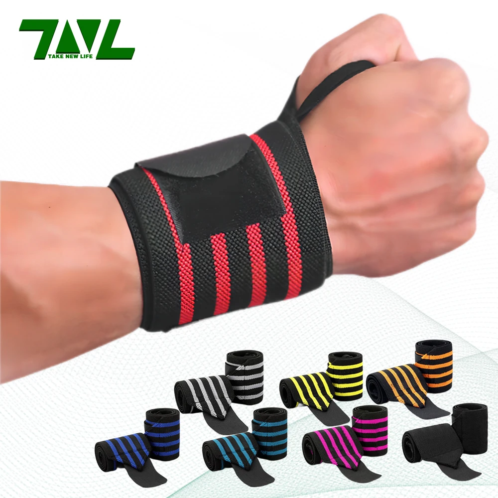 1Pair Wristbands Wrist Support Brace Carpal Protector Bracers For Gym Sports Wrap Band Cross Training Fitness Bench Press
