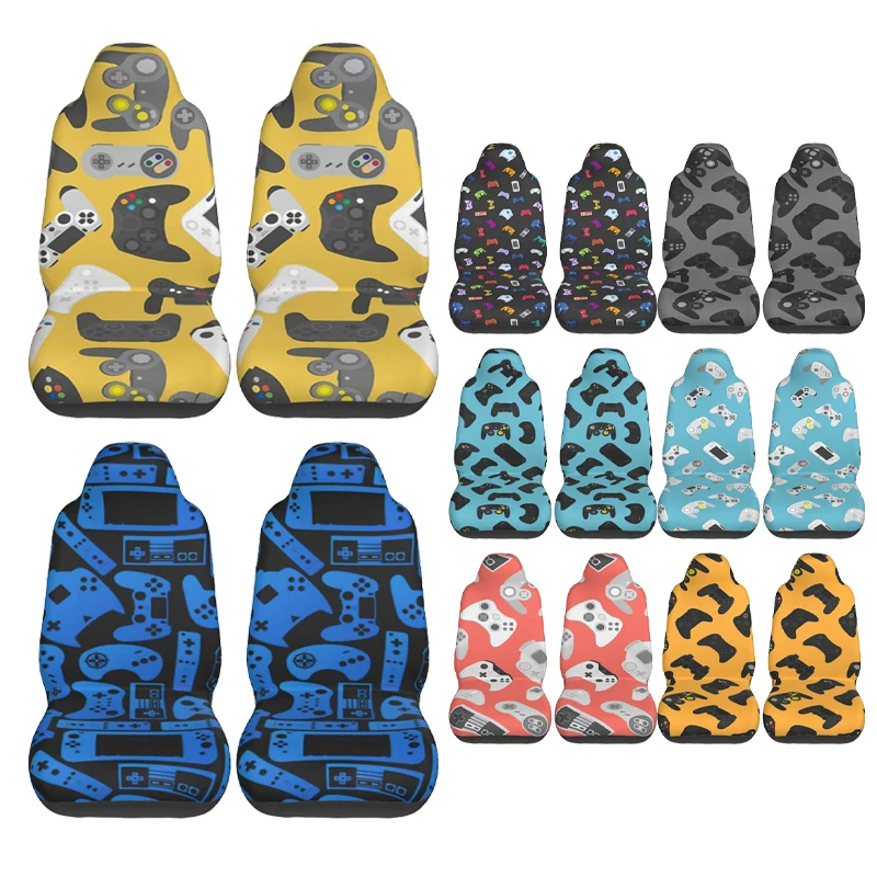 

Video Game Controller Background Car Seat Cover Custom Printing Universal Front Protector Accessories Cushion Set