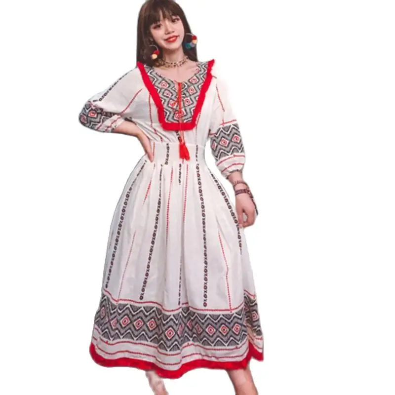 

2023 Women's Dress New Summer Style Sense of Design Printing Loose and Comfortable Leisure Time Appear Thin Free Shipping