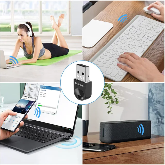 Bluetooth 5.1 USB Adapter - Driver-Free, Plug & Play for Windows PC. For  Headphones, Mouse, Keyboard, Speaker, Printer, Laptop.