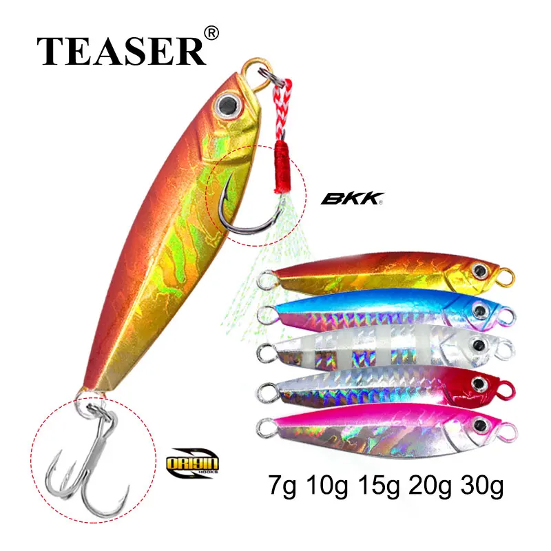 TEASER 7g 10g 15g 20g 30g Rockfishing Micro Lure Shore Casting Slow Sinking  Spoon Jig Sea Bass Artificial Fishing Lure Tackle