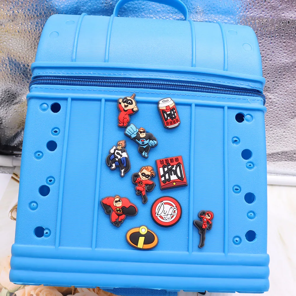 1-10Pcs The Incredibles Bob Duff Superpower Garden Shoe Charms Buckle Boys Girls Cartoon Accessories DIY Backpack