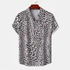 Fashion Leopard Print Summer Men's Shirts Casual Oversized Short Sleeve Fashion Single-Breasted Blouses Trend Tops Men Clothing 1