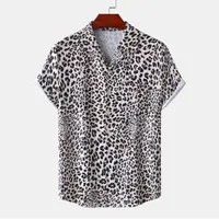 Fashion Leopard Print Summer Men's Shirts Casual Oversized Short Sleeve Fashion Single-Breasted Blouses Trend Tops Men Clothing 1