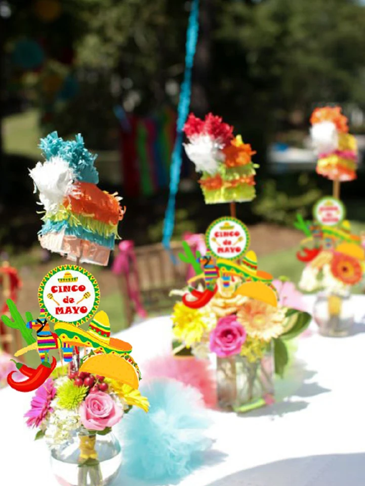 Bright Fiesta Centerpieces - 3 Piece Cinco De Mayo Party Decor Set
