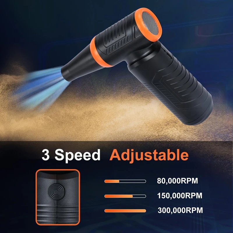 A59Z-Compressed Air Duster,300000RPM Powerful Electric Air Duster,No Canned Duster-Replace Compressed Air,For Car,Home