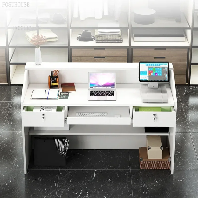 Modern Reception Desks Office Furniture Simple Bar Counter Commercial Clothing Store Cashier Desk Barber Shop Reception Desks N