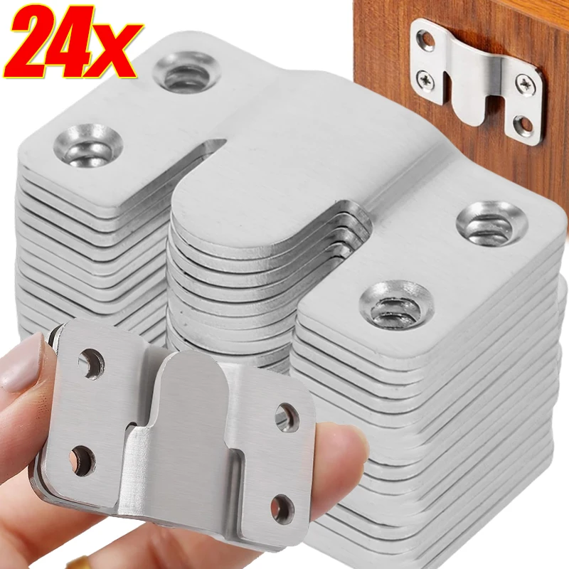 Hanging Buckle Stainless Steel Interlock Hanging Buckle Heavy Duty Photo Frame Hook Wall Mounted Flush Mount Brackets For Furniture Connector