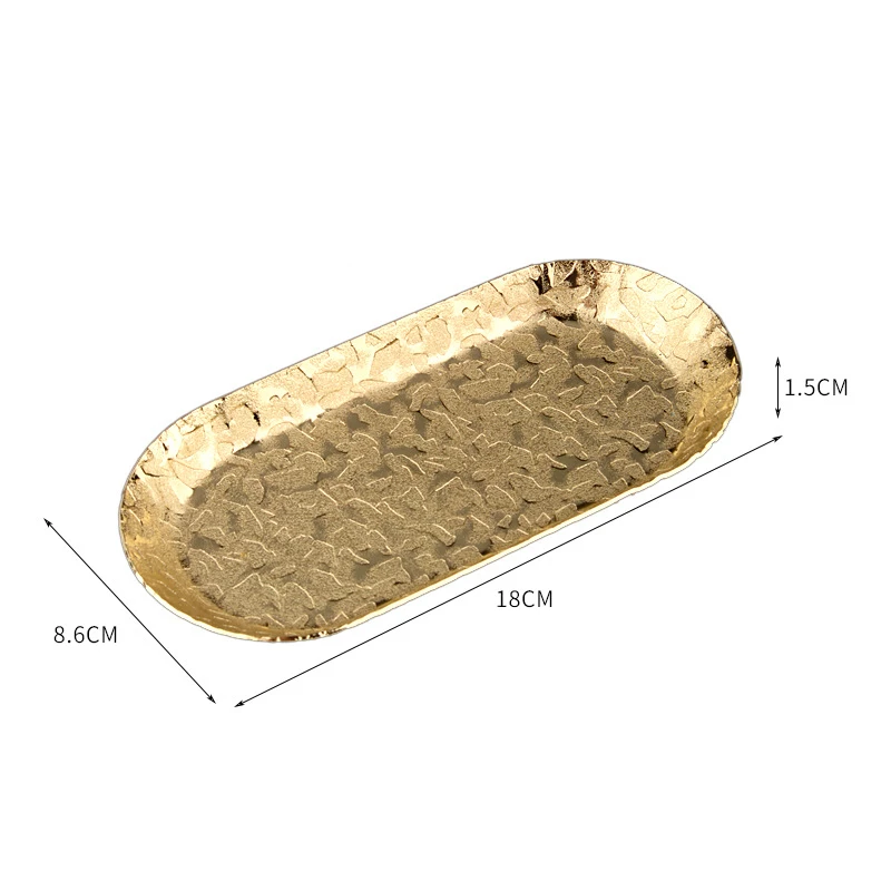 Gold Jewelry Display Plate Stainless Steel Oval Tray Necklace Earrings Palette Holder Dish Ring Home Decoration Organizer 6