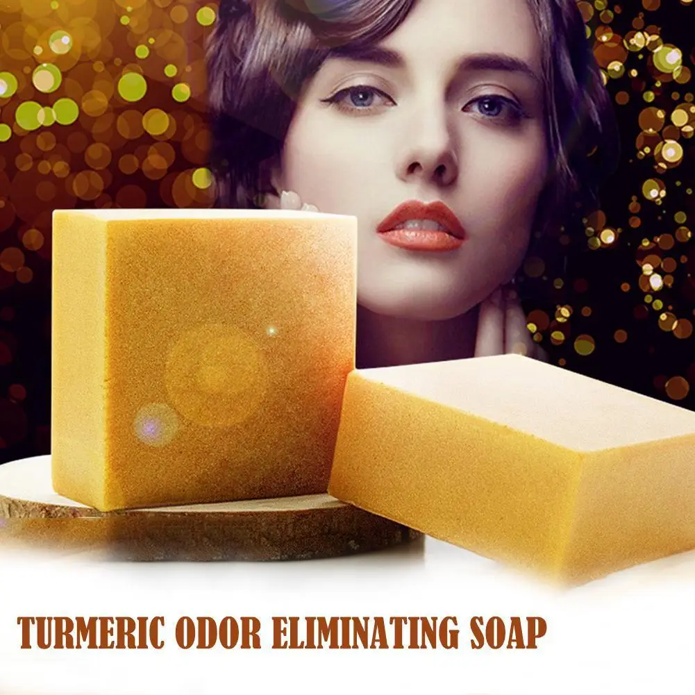 

80g Natural Turmeric Soap Acne Dark Spots Removal Skin Bath Body Whitening Handmade Soap Brighten Face Soap Bleaching Clean U2U4