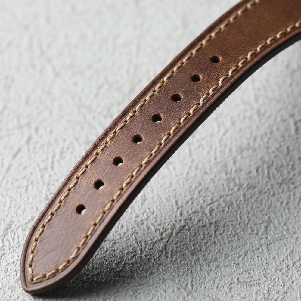 Vintage American Horween Handmade Soft Leather Strap in Light Brown Cowhide