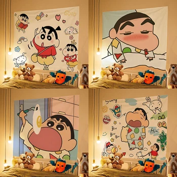 Adorable tapisserie de chambre à coucher Crayon Shin-chan., tissu de fond de salon et de chambre à coucher, sans lumières 1