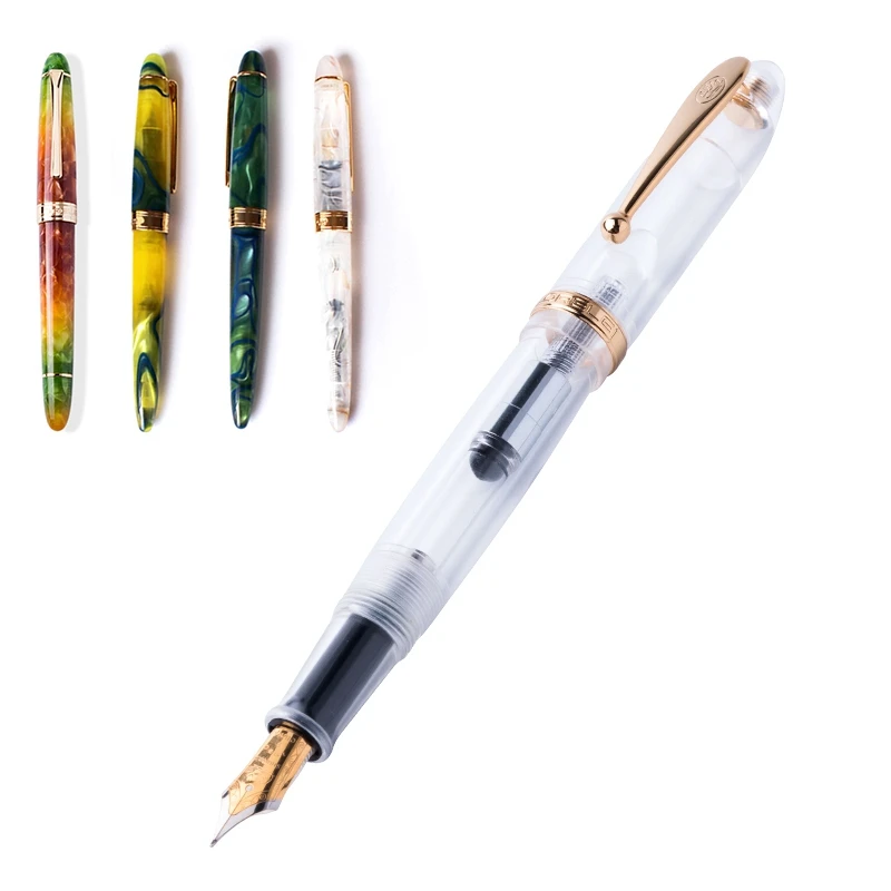 

Colorful LORELEI Resin Converter Filling Fountain Pen Golden Clip Fine Nib 0.38mm EF Ink With Pens Box Office Supplies Gift