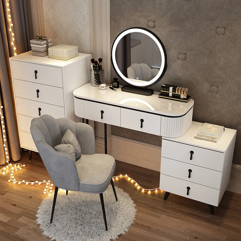 Cream Style Bedroom Chest of Drawers Dressing Table Integrated Modern  Simple Retractable TV Cabinet Makeup Storage Cabinet - AliExpress