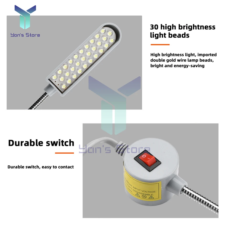 Lampada LED per macchina da cucire, AC110-250V Lampada flessibile con luce magnetica a 12 LED per macchina da cucire(EU Plug) Luci della macchina da cucire Luce a led per macchina da cucire