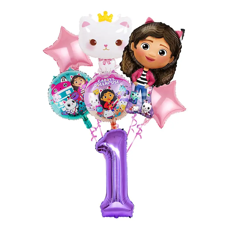 thumbnail image 1 of Decoraciones para fiestas de cumpleaños de muñecas de Gabbys, vajilla, manteles, fondo, vasos de papel, platos, globos de gato, regalos para niños, 1 of 5