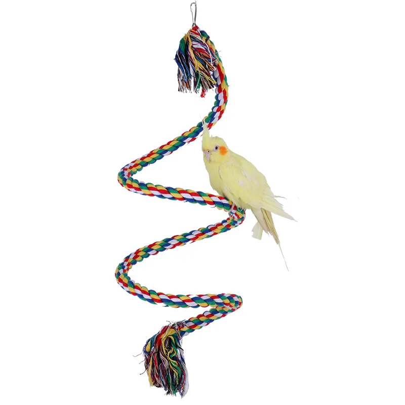 Bird Toys Parrot Climbing Rope Birdcage Suspension Pole Cotton Rope Swivel Ladder Parakeet Training Chew Toys Pet Supplies