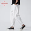 100% Cotton Summer Casual Pants Man Trendy Japanese Cropped Pants Loose Pants Men 5xl 1