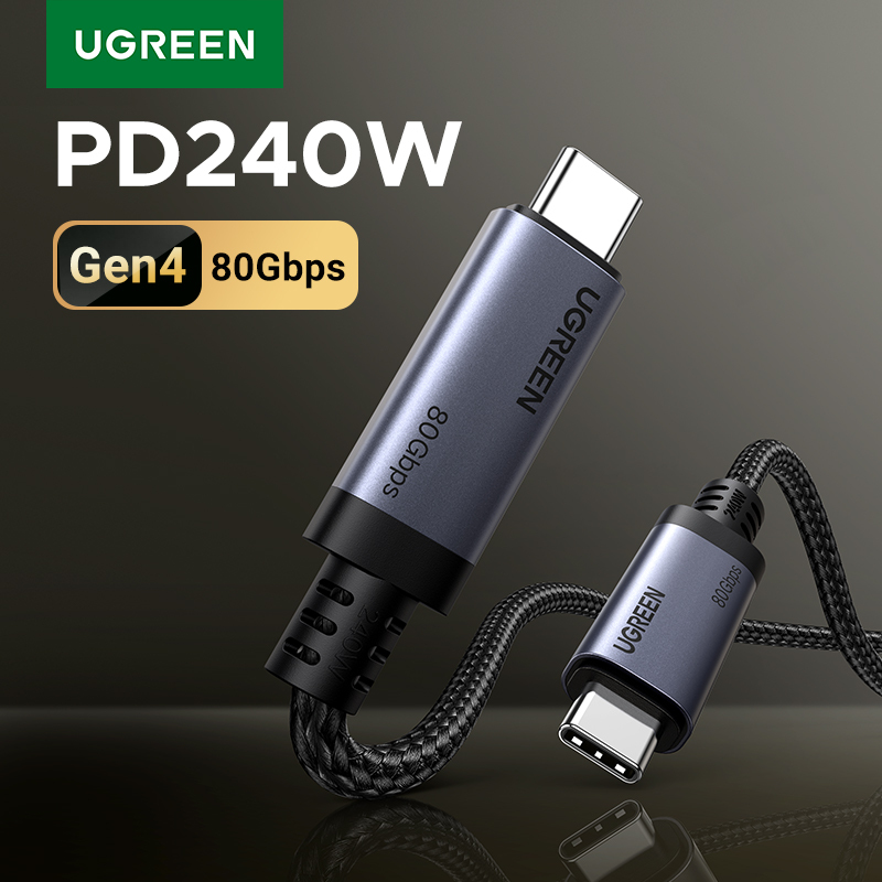 UGREEN USB-C to USB-C 240W Max Fast Charging Data Cable - USB4 GEN4 80Gbps Aluminum Braided for Laptop PC & Office Use