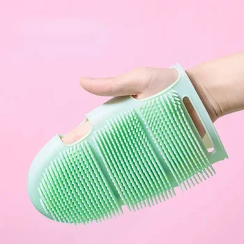 Dog Cat Bath Glove Deshedding Massage Brush Effective Cleaning Back Animal Fur Hair Removal Soft Safety Silicone Pet Accessories 3