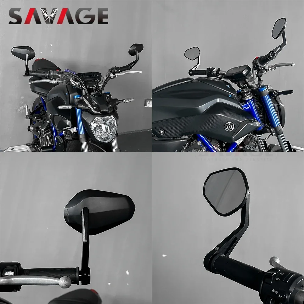야마하 FZ-07 FZ-09 FZ-10 MT-10 MT-09 FZ6 FZ1 XJ6 T-MAX 500 530 1995-2024용 MT07 MT09 핸들바 바 엔드 E9 리어뷰 미러